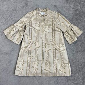 Danielle Rollins Women’s Size XS 100% Silk Bell Sleeve Blouse Top Zip Snap $850